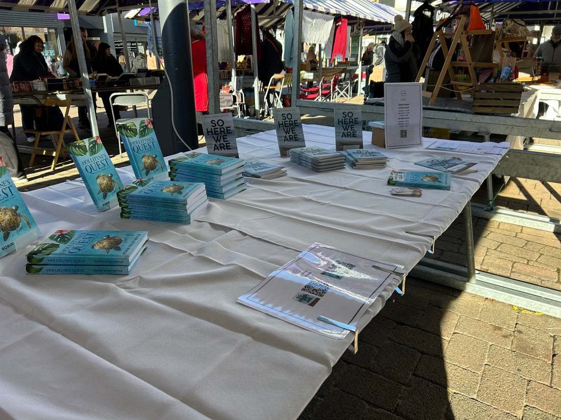 My books on display at the Christmas Eco Fair